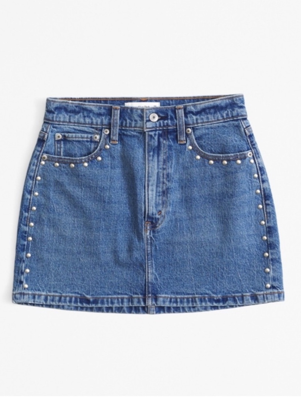 Abercrombie High Rise Denim Mini Skirt with Stud Detail